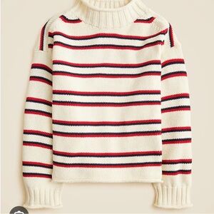 J. Crew 2025 Rollneck Sweater in Ivory Striped